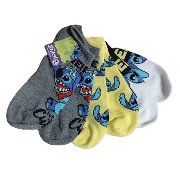 Disney Stitch Colorful 3 Pairs No Show Socks NWT - Picture 9 of 14